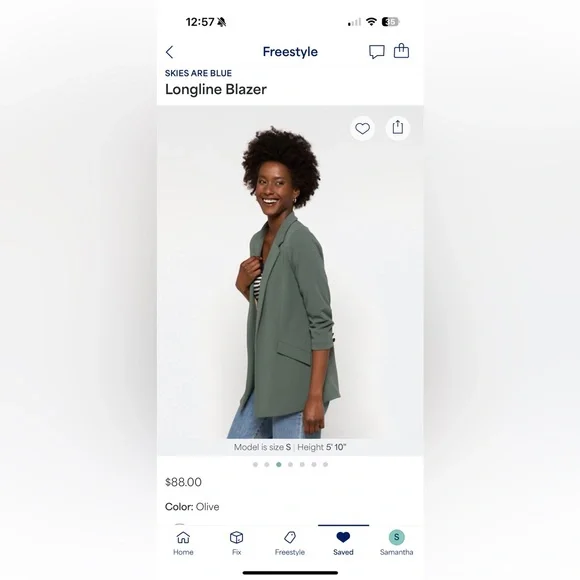 Skies Are Blue Women's Dark Sage Blazer - Picture 3 of 6